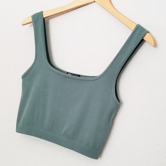 Zara Limitless Contour Collection Square Neckline Cropped Tank Top Seamless M/L - Picture 13 of 13